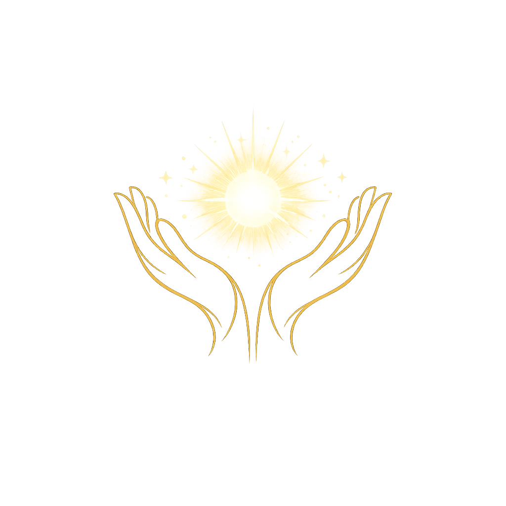 Hands gently holding a glowing sphere of light